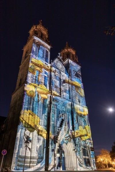 Magdeburg in Light - Lichtinstallation am Westportal - Stefan Haberkorn